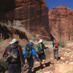 Hikers in southern Utah canyon