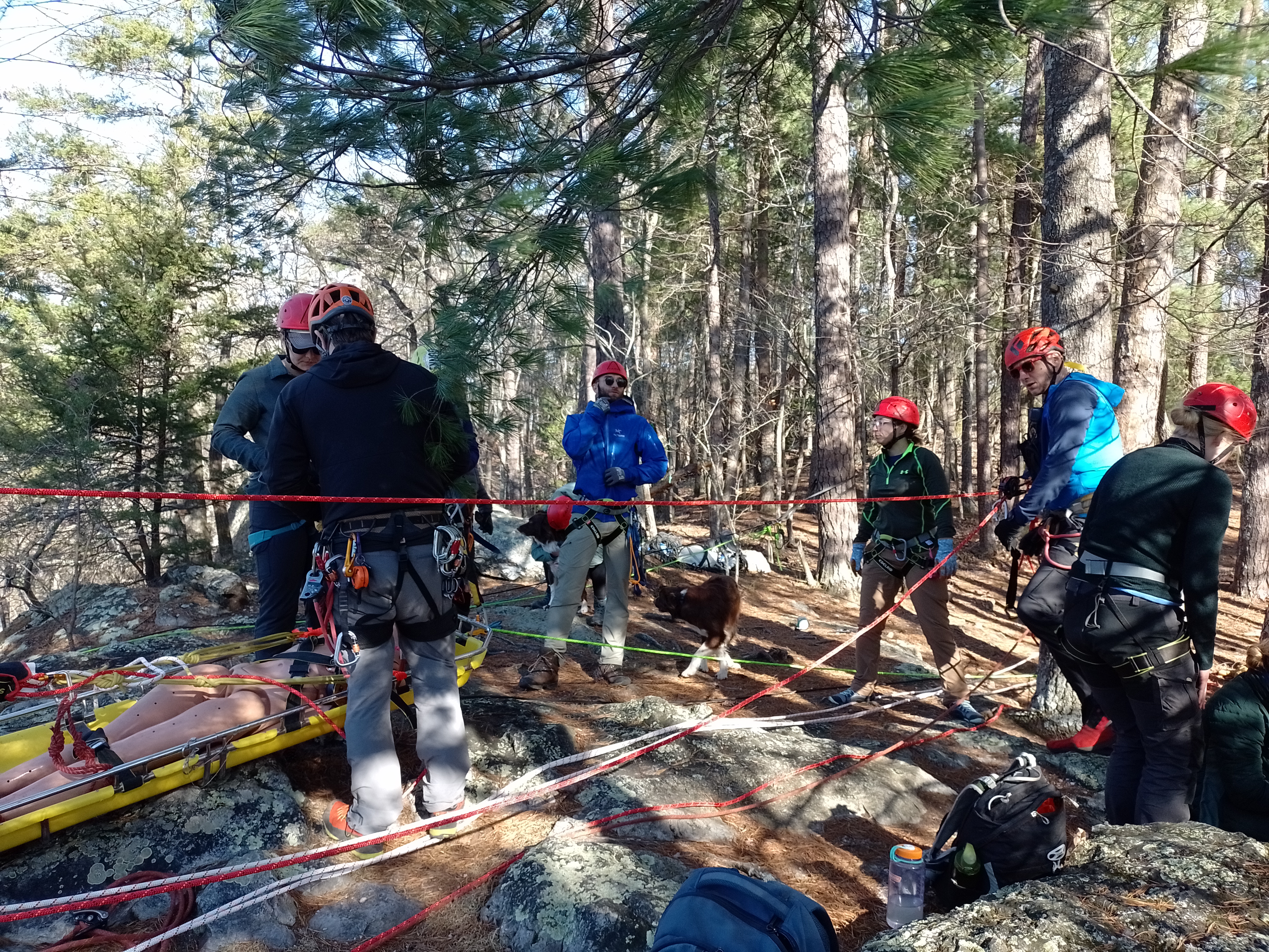 student in a wilderness medical simulation